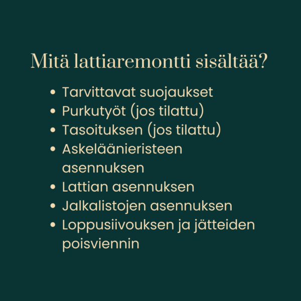 Mitä lattiaremontti sisältää?