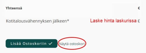 Remonttilaskurissa ostoskoriin lisäys